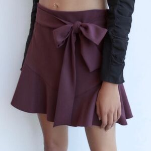 Zara Purple Ruffle Mini Skort with Belt A-Line Silhouette Women’s Size Small